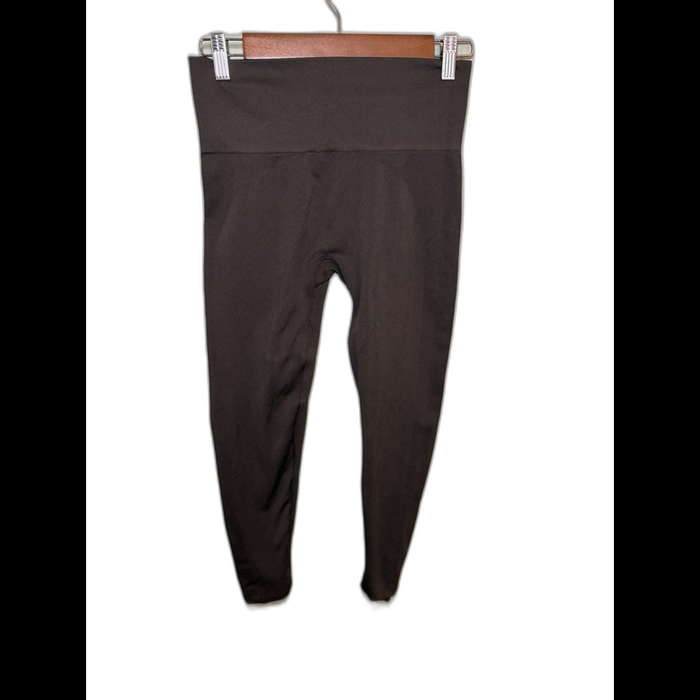 SET ACTIVE Women's Brown High Rise Ankle Leggings Stretch Elastic Waist M